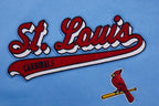 MLB ST. LOUIS CARDINALS SCRIPT TAIL CHANDAIL À CAPUCHON COURT EN MOLLETON CÔTELÉ POUR FEMME (BLEU UNIVERSITÉ)