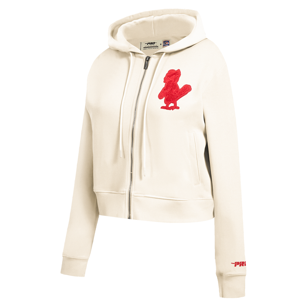 MLB ST. LOUIS CARDINALS TRIPLE TONAL WOMEN'S DOUBLE KNIT FULL ZIP HOODIE (EGGSHELL)