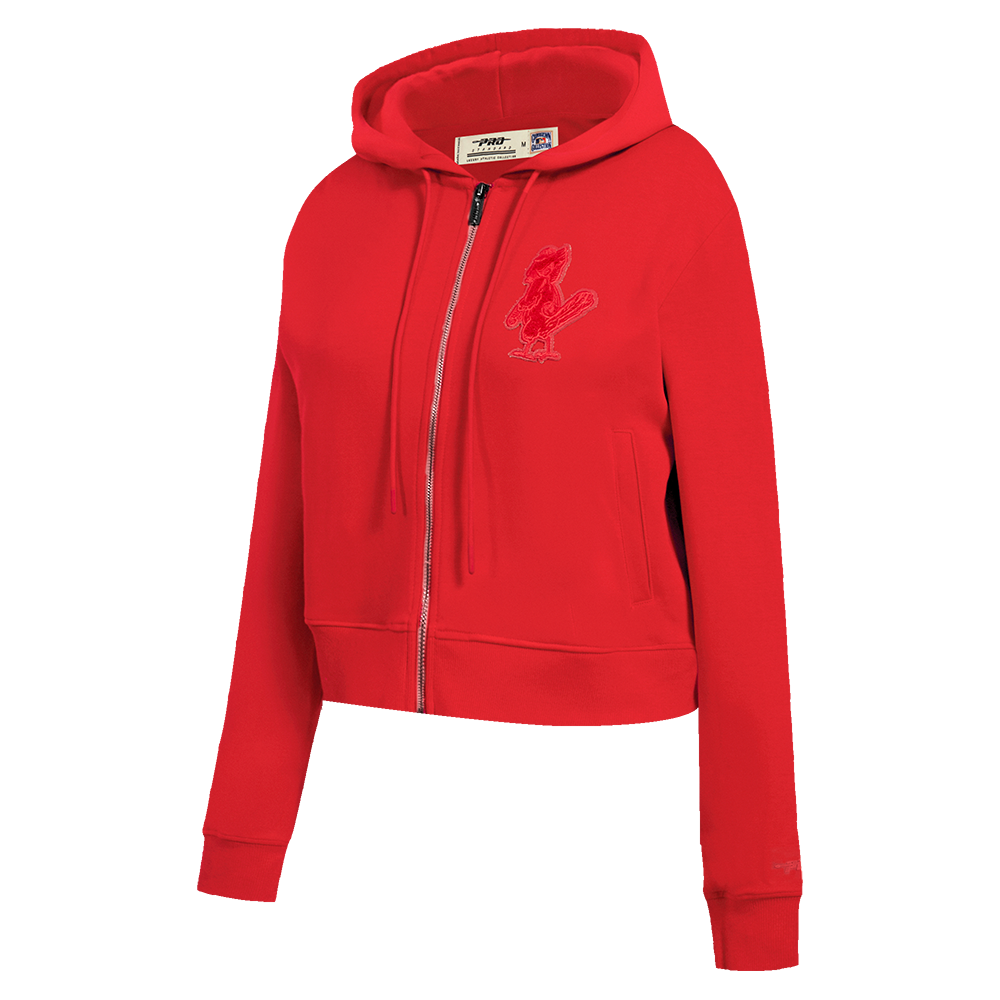 MLB ST. LOUIS CARDINALS TRIPLE TONAL WOMEN'S DOUBLE KNIT FULL ZIP HOODIE (RED)