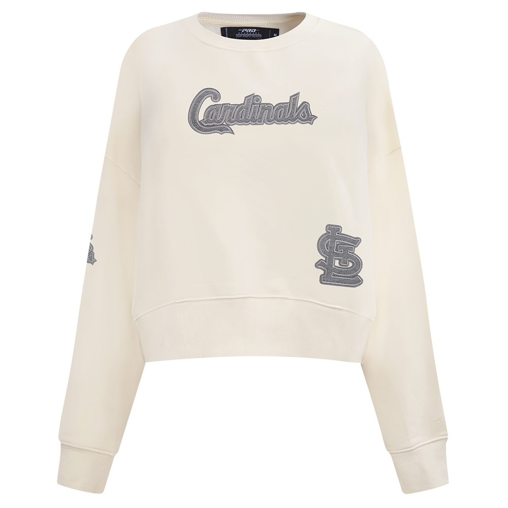 MLB ST. LOUIS CARDINALS REVERSE FRENCH TERRY CHANDAIL À COL ROND EN MOLLETON POUR FEMME (COQUILLE D'ŒUF)