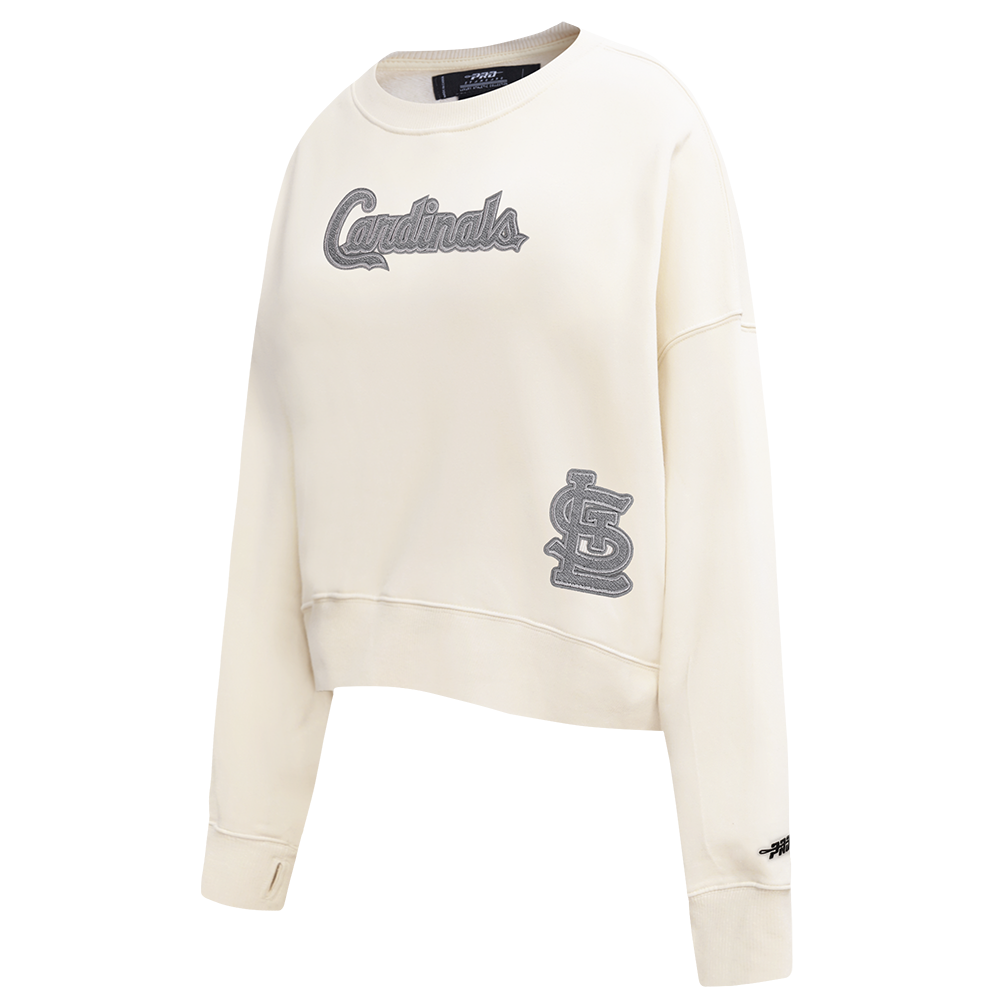 MLB ST. LOUIS CARDINALS REVERSE FRENCH TERRY WOMEN'S FLEECE CREWNECK (EGGSHELL)