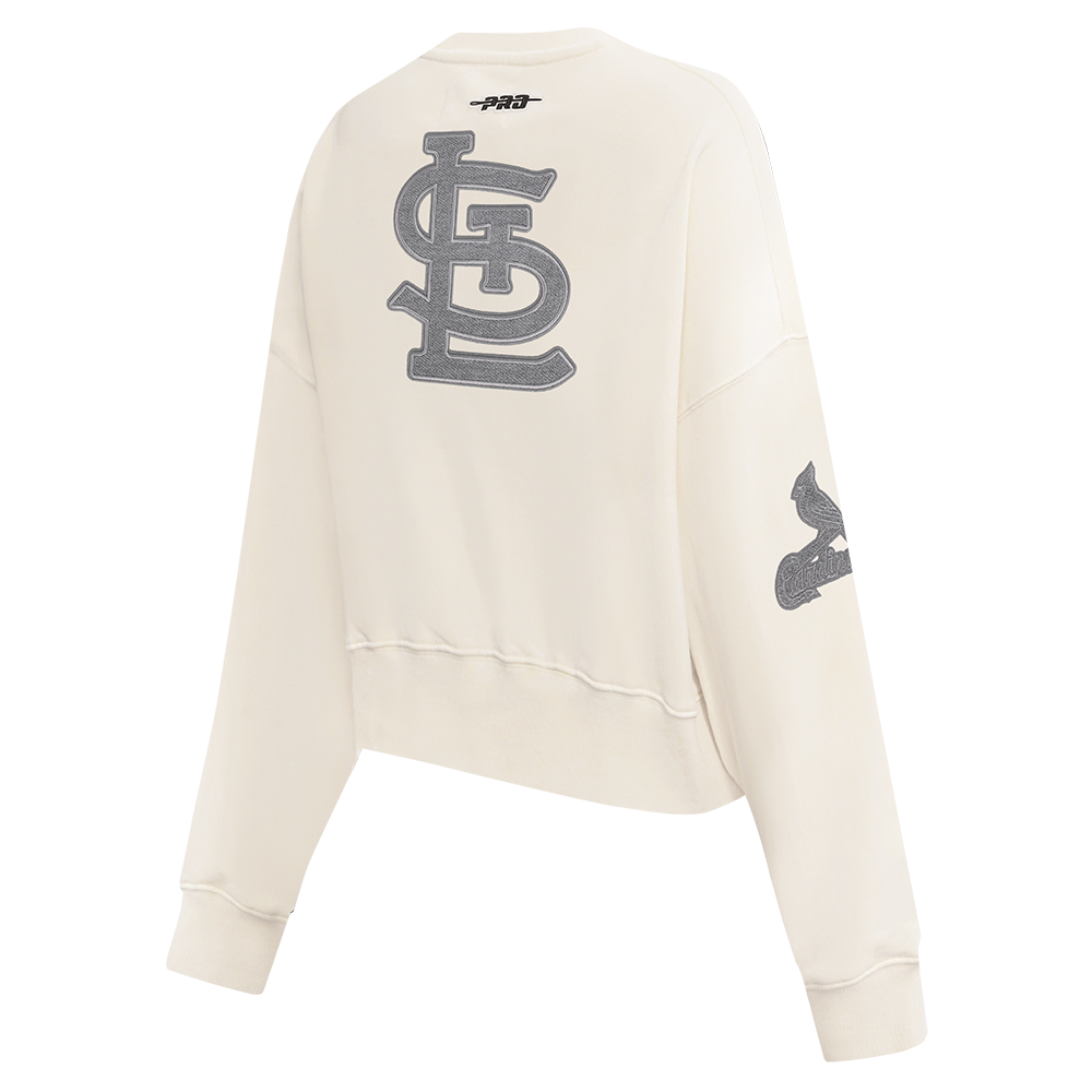 MLB ST. LOUIS CARDINALS REVERSE FRENCH TERRY CHANDAIL À COL ROND EN MOLLETON POUR FEMME (COQUILLE D'ŒUF)
