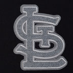 MLB ST. LOUIS CARDINALS REVERSE FRENCH TERRY CHANDAIL À CAPUCHON EN MOLLETON À GLISSIÈRE ET À BLOCS DE COULEUR POUR FEMME (NOIR/GRIS/COQUILLE D'ŒUF)