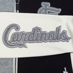 MLB ST. LOUIS CARDINALS REVERSE FRENCH TERRY CHANDAIL À CAPUCHON EN MOLLETON À GLISSIÈRE ET À BLOCS DE COULEUR POUR FEMME (NOIR/GRIS/COQUILLE D'ŒUF)