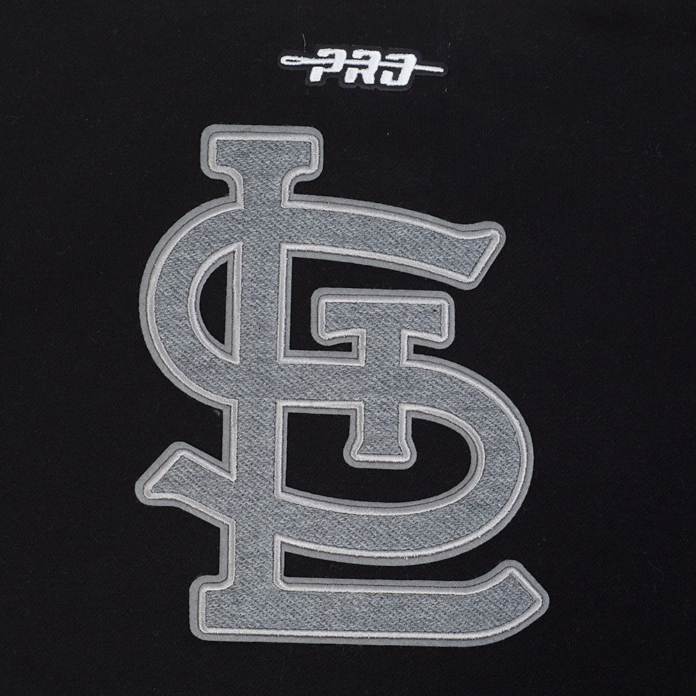 MLB ST. LOUIS CARDINALS REVERSE FRENCH TERRY CHANDAIL À CAPUCHON EN MOLLETON À GLISSIÈRE ET À BLOCS DE COULEUR POUR FEMME (NOIR/GRIS/COQUILLE D'ŒUF)