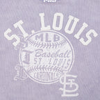 MLB ST. LOUIS CARDINALS STREET TEAM WOMEN'S ENZYME WASH FT CROPPED PO HOODIE (WASHED LILAC GRAY)