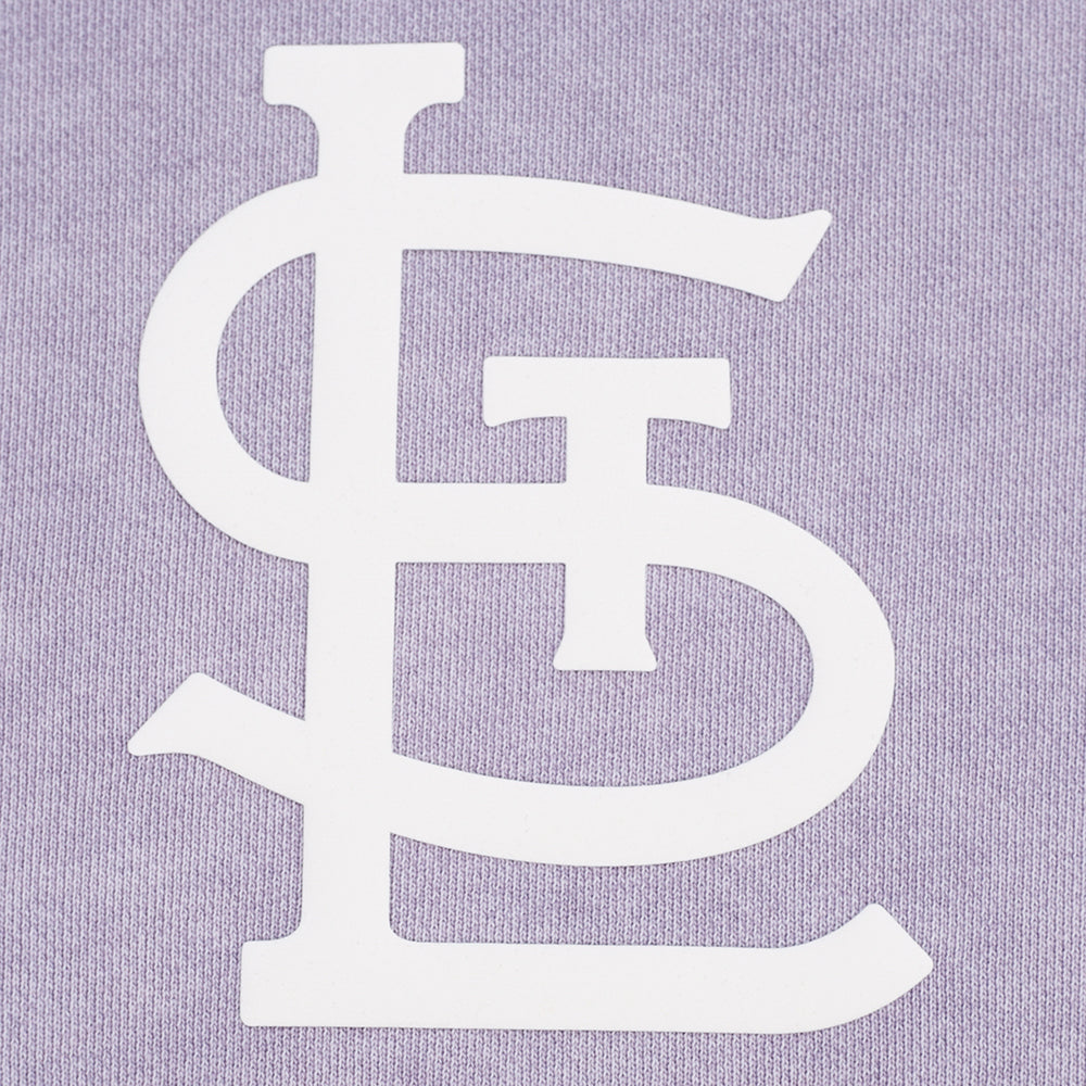 MLB ST. LOUIS CARDINALS STREET TEAM WOMEN'S ENZYME WASH FT CROPPED PO HOODIE (WASHED LILAC GRAY)