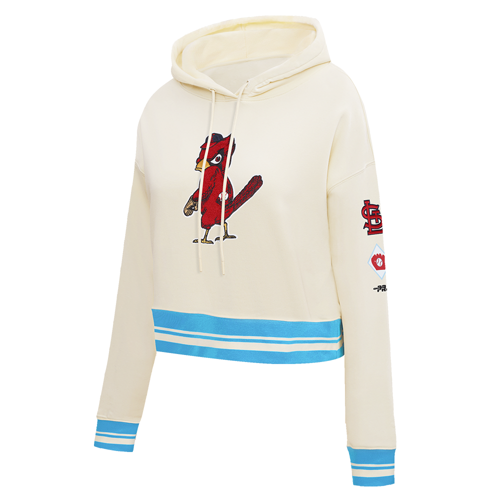 MLB ST. LOUIS CARDINALS RETRO CLASSICS CHANDAIL À CAPUCHON COURT POUR FEMME (COQUILLE D'ŒUF/BLEU UNIVERSITÉ)