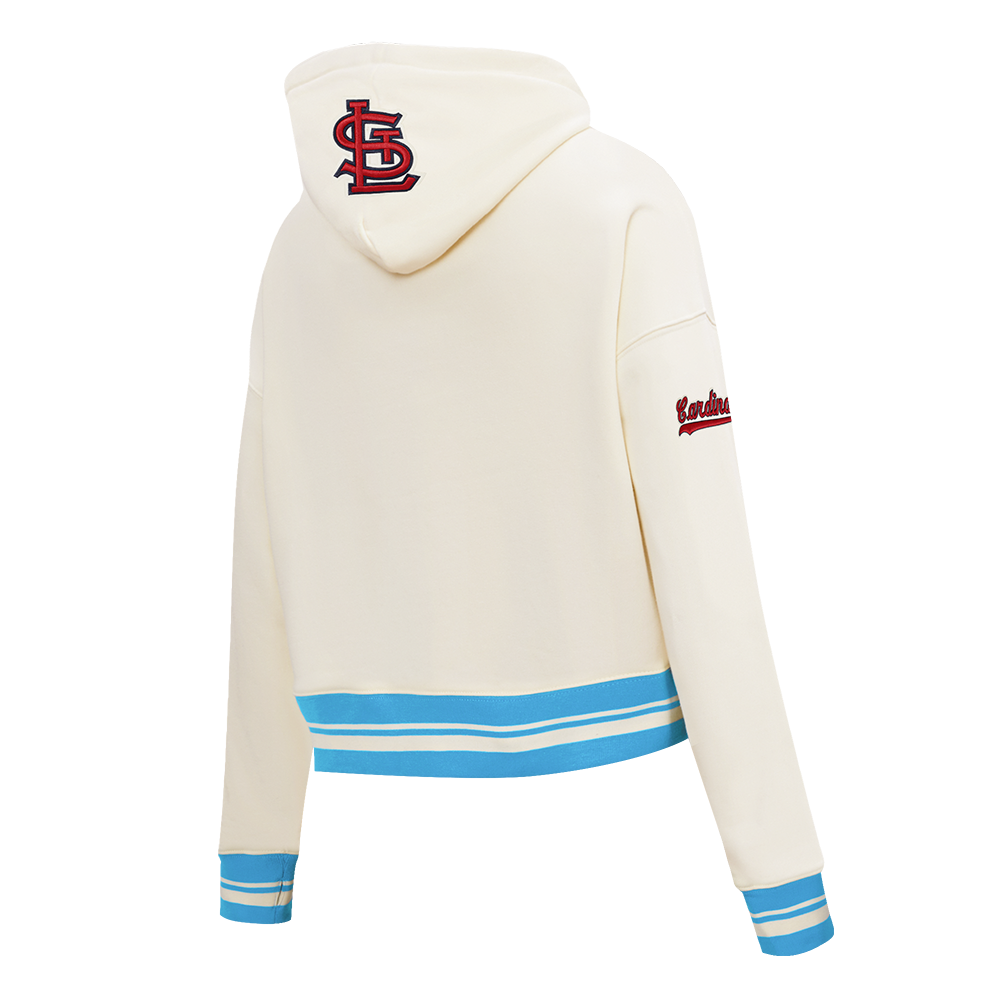 MLB ST. LOUIS CARDINALS RETRO CLASSICS CHANDAIL À CAPUCHON COURT POUR FEMME (COQUILLE D'ŒUF/BLEU UNIVERSITÉ)