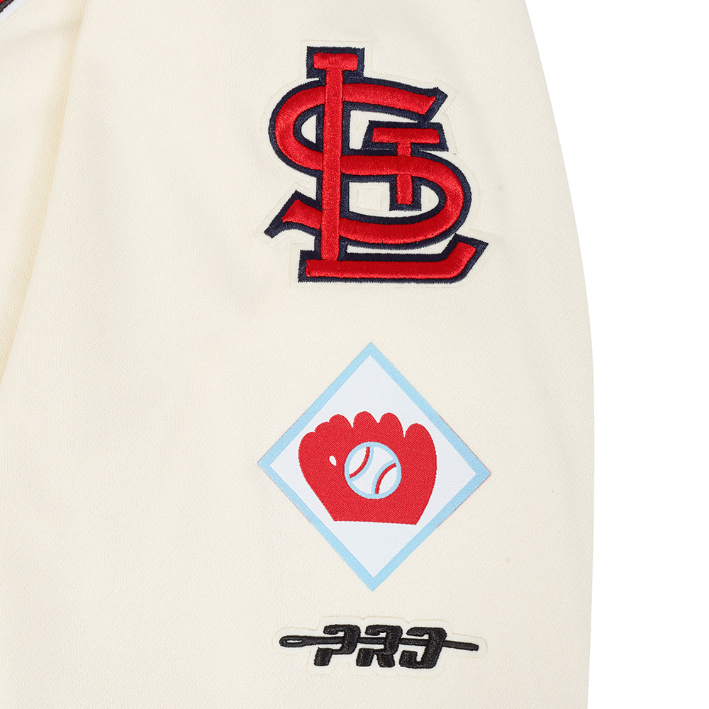 MLB ST. LOUIS CARDINALS RETRO CLASSICS CHANDAIL À CAPUCHON COURT POUR FEMME (COQUILLE D'ŒUF/BLEU UNIVERSITÉ)