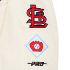 MLB ST. LOUIS CARDINALS RETRO CLASSICS CHANDAIL À CAPUCHON COURT POUR FEMME (COQUILLE D'ŒUF/BLEU UNIVERSITÉ)