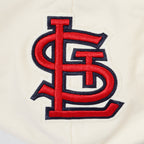 MLB ST. LOUIS CARDINALS RETRO CLASSICS CHANDAIL À CAPUCHON COURT POUR FEMME (COQUILLE D'ŒUF/BLEU UNIVERSITÉ)