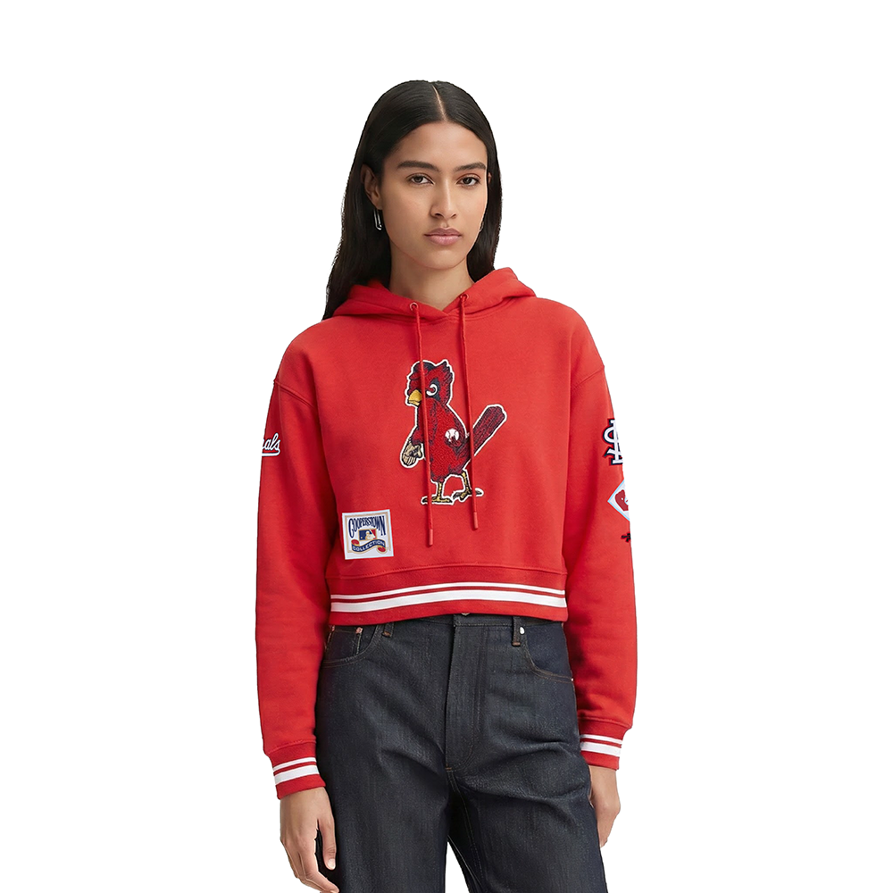 MLB ST. LOUIS CARDINALS RETRO CLASSICS CHANDAIL À CAPUCHON COURT POUR FEMME (ROUGE)