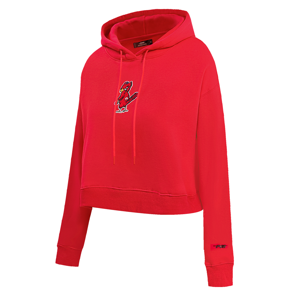MLB ST. LOUIS CARDINALS CLASSIC WOMEN'S CROPPED PULLOVER HOODIE (RED)