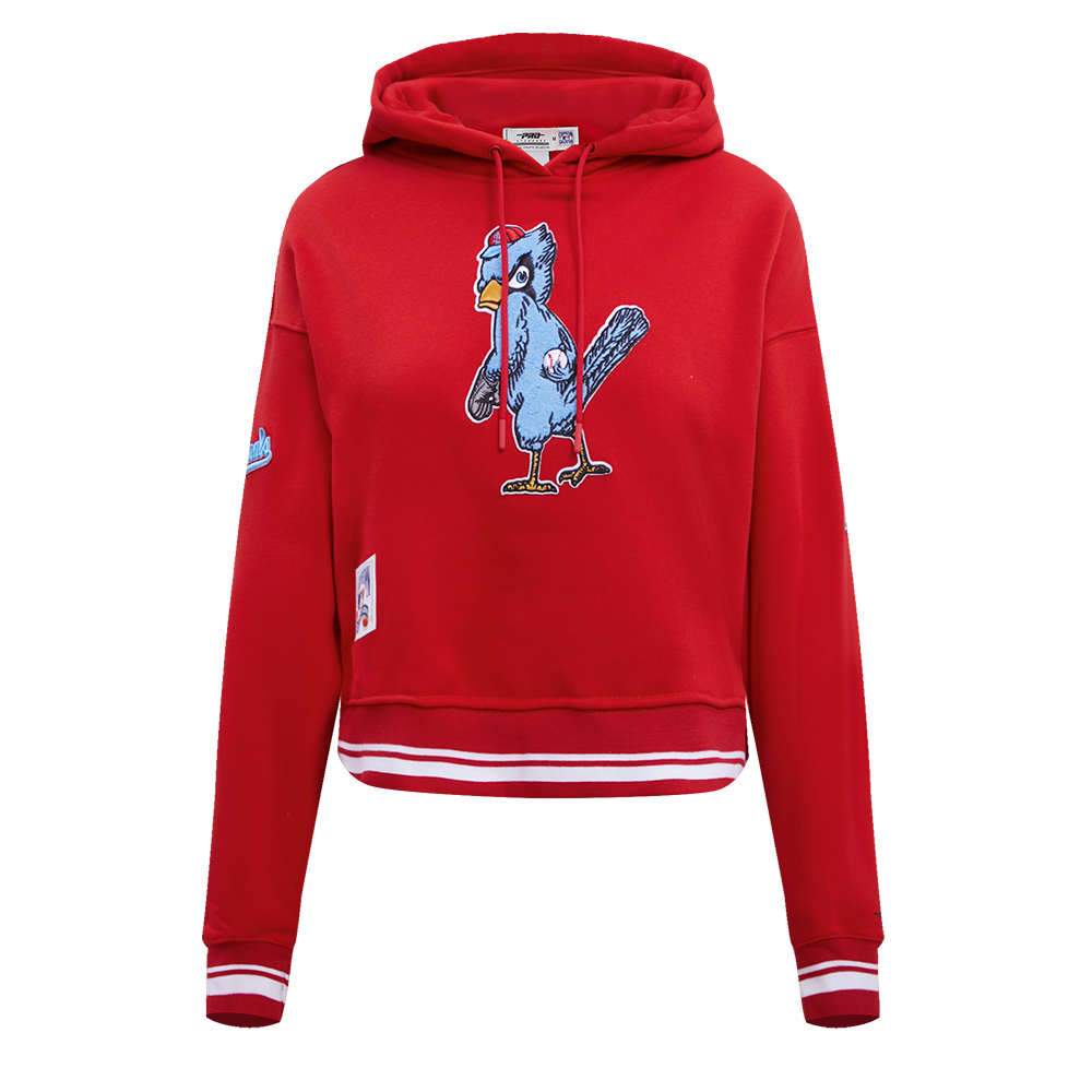 MLB ST. LOUIS CARDINALS RETRO CLASSIC WOMEN'S CROPPED PULLOVER HOODIE (RED)