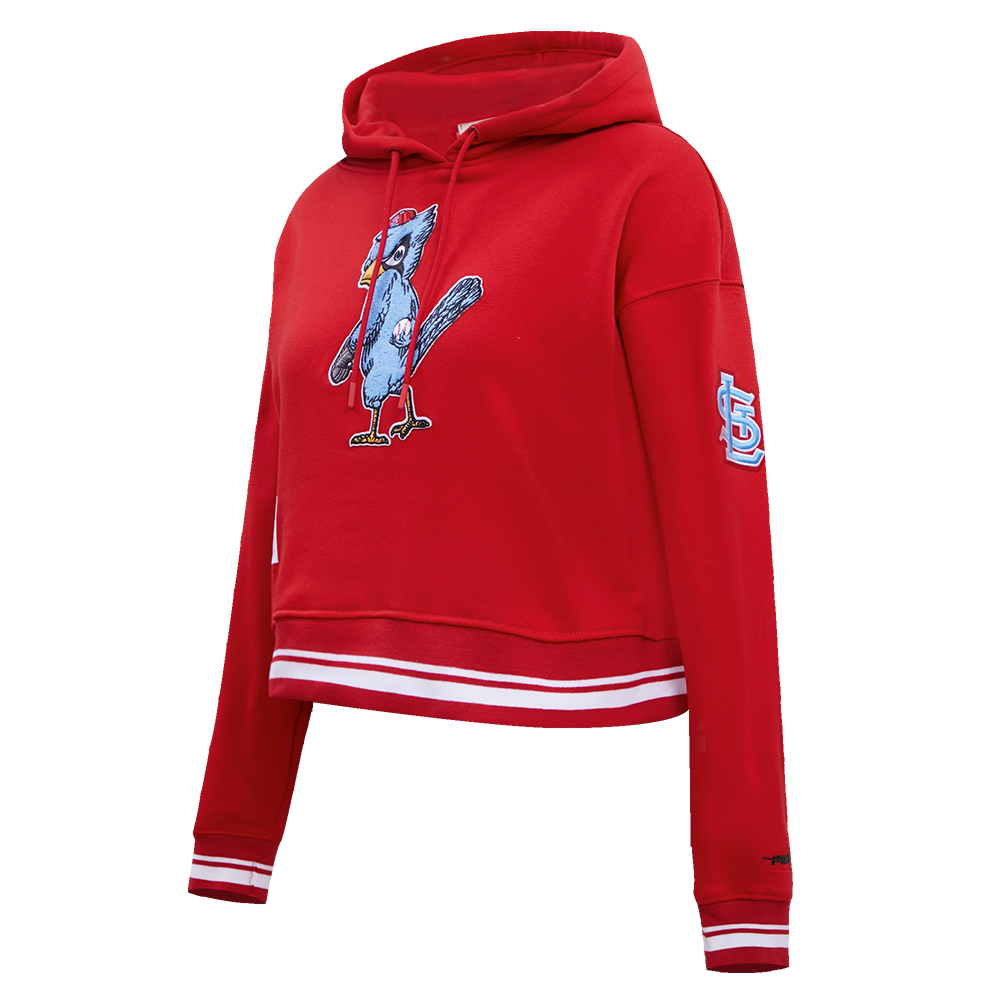 MLB ST. LOUIS CARDINALS RETRO CLASSIC WOMEN'S CROPPED PULLOVER HOODIE (RED)