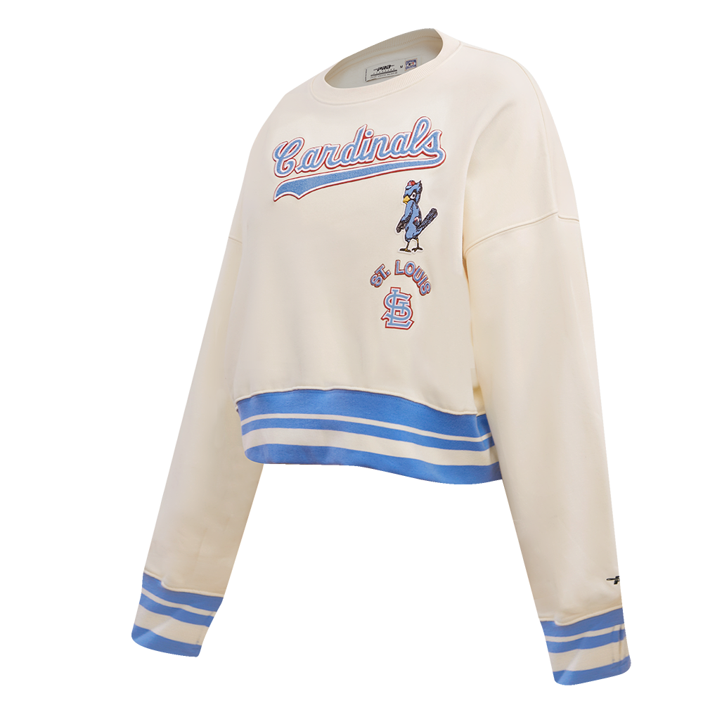 MLB ST. LOUIS CARDINALS RETRO CLASSIC WOMEN'S CREWNECK (EGGSHELL/ UNIVERSITY BLUE)