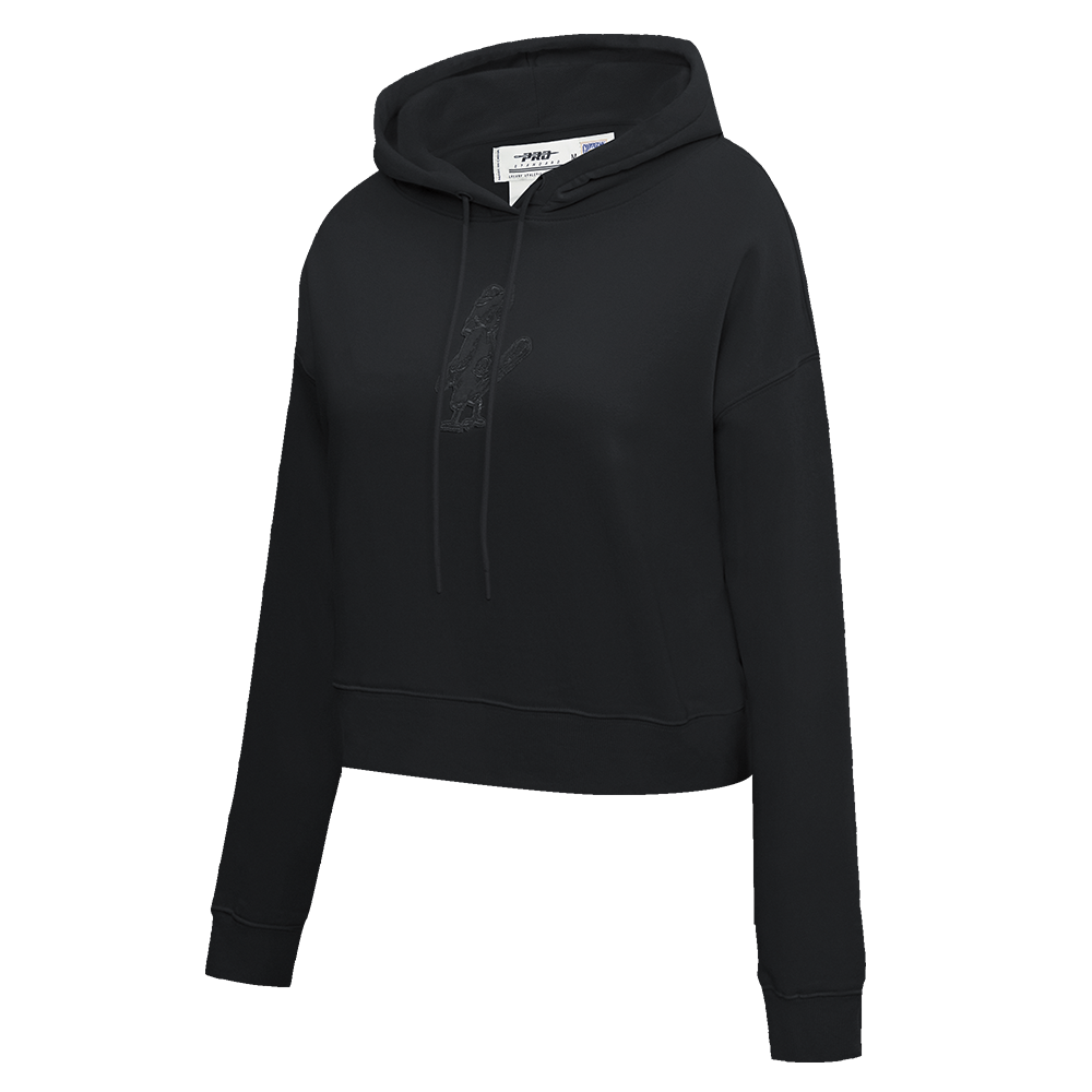 MLB ST. LOUIS CARDINALS NEUTRAL WOMEN'S CROPPED PULLOVER HOODIE (BLACK)