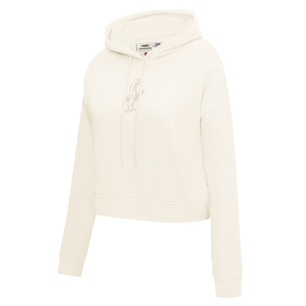 MLB ST. LOUIS CARDINALS NEUTRAL WOMEN'S CROPPED PULLOVER HOODIE (EGGSHELL)