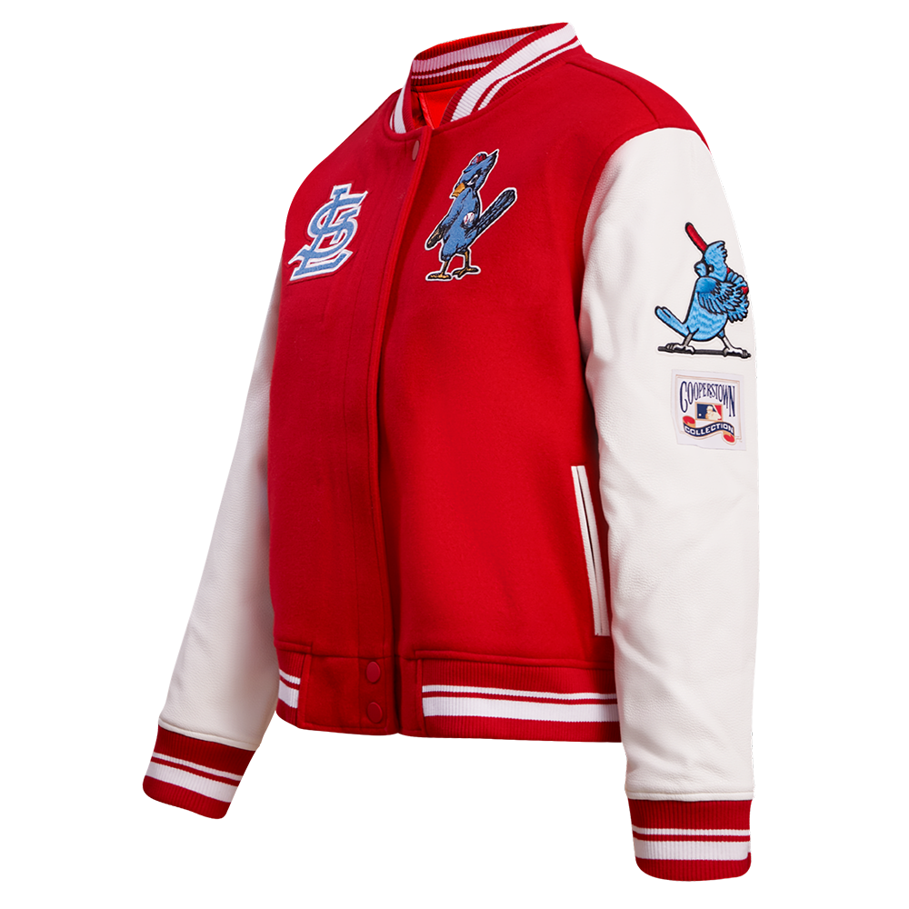 MLB ST. LOUIS CARDINALS RETRO CLASSIC WOMEN'S RIB WOOL VARSITY JACKET (RED)