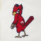 MLB ST. LOUIS CARDINALS RETRO CLASSIC BLOUSON EN SATIN À BORDS CÔTELÉS POUR FEMME (COQUILLE D'ŒUF/BLEU UNIVERSITÉ)
