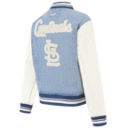 MLB ST. LOUIS CARDINALS VARSITY BLUES BLOUSON COLLÉGIAL EN DENIM POUR FEMME (DENIM/LIN)