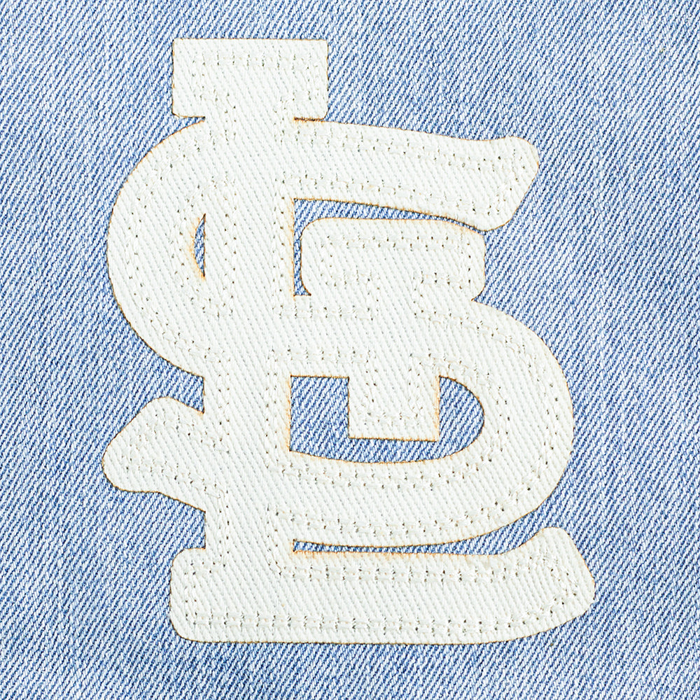 MLB ST. LOUIS CARDINALS VARSITY BLUES BLOUSON COLLÉGIAL EN DENIM POUR FEMME (DENIM/LIN)