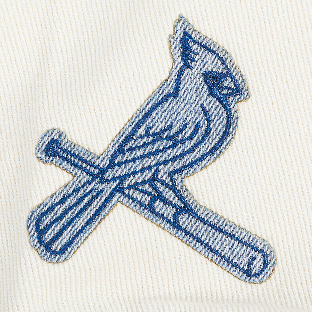 MLB ST. LOUIS CARDINALS VARSITY BLUES BLOUSON COLLÉGIAL EN DENIM POUR FEMME (DENIM/LIN)