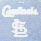 MLB ST. LOUIS CARDINALS VARSITY BLUES BLOUSON COLLÉGIAL EN DENIM POUR FEMME (DENIM/LIN)