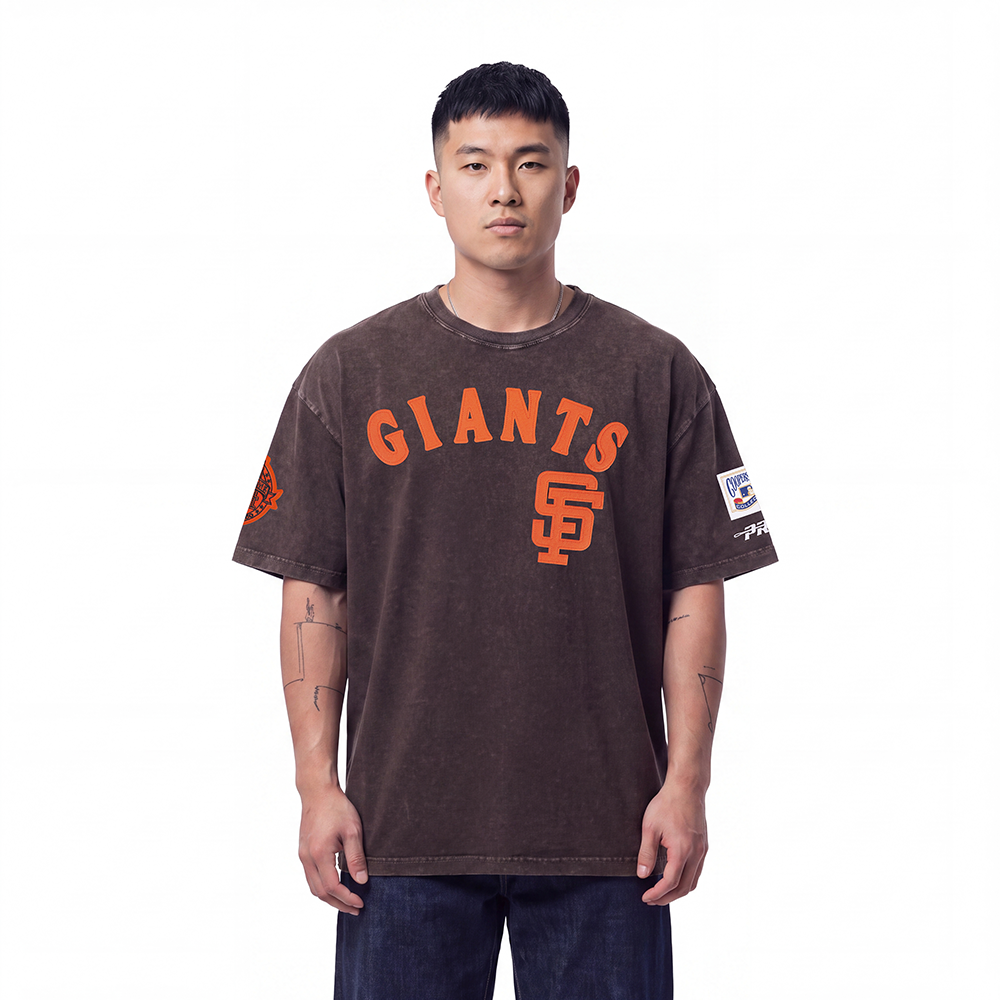 MLB SAN FRANCISCO GIANTS FIRST TEAM HAUT À MANCHES COURTES POUR HOMME (BRUN DÉLAVÉ)