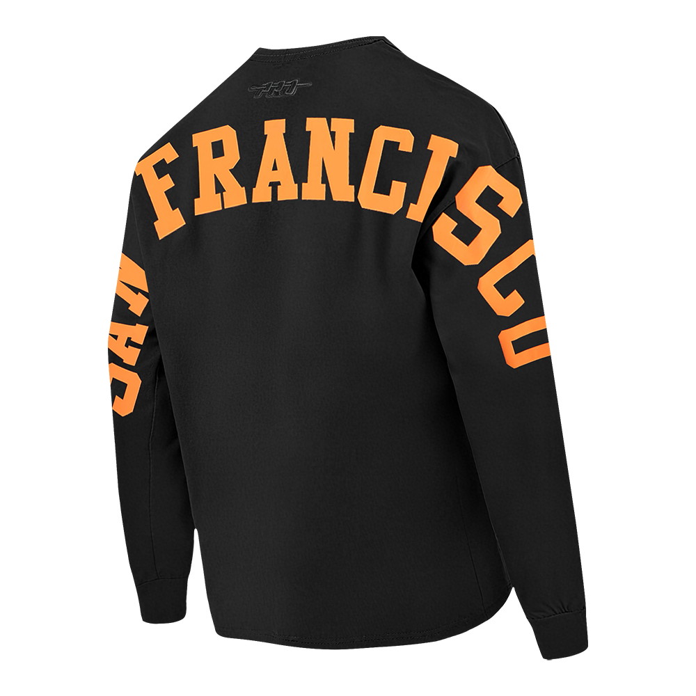 MLB SAN FRANCISCO GIANTS WINGSPAN HAUT À MANCHES LONGUES ET À ÉPAULES TOMBANTES V2 POUR HOMME (NOIR)