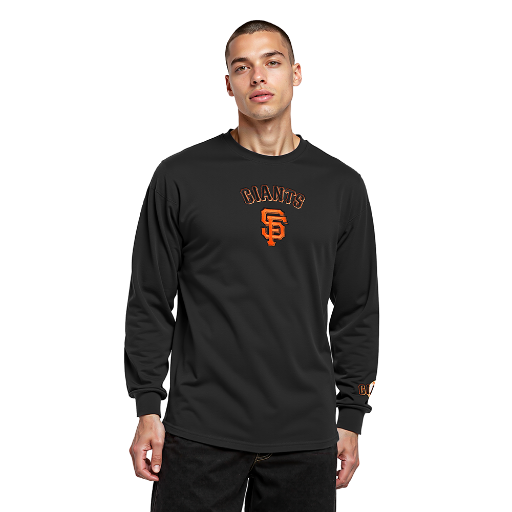 MLB SAN FRANCISCO GIANTS WINGSPAN HAUT À MANCHES LONGUES ET À ÉPAULES TOMBANTES V2 POUR HOMME (NOIR)