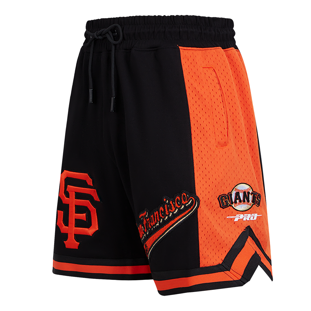 MLB SAN FRANCISCO GIANTS SCRIPT TAIL SHORT EN MAILLE DOUBLE 2.0 POUR HOMME (NOIR/ORANGE)