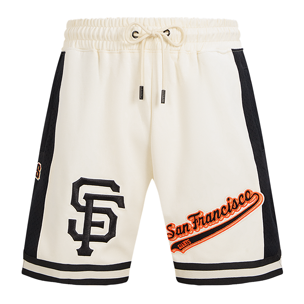 MLB SAN FRANCISCO GIANTS SCRIPT TAIL SHORT EN MAILLE DOUBLE 2.0 POUR HOMME (COQUILLE D'ŒUF/NOIR)