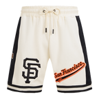 MLB SAN FRANCISCO GIANTS SCRIPT TAIL SHORT EN MAILLE DOUBLE 2.0 POUR HOMME (COQUILLE D'ŒUF/NOIR)