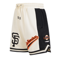 MLB SAN FRANCISCO GIANTS SCRIPT TAIL SHORT EN MAILLE DOUBLE 2.0 POUR HOMME (COQUILLE D'ŒUF/NOIR)