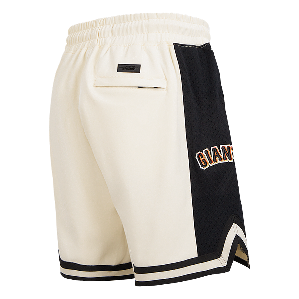 MLB SAN FRANCISCO GIANTS SCRIPT TAIL SHORT EN MAILLE DOUBLE 2.0 POUR HOMME (COQUILLE D'ŒUF/NOIR)