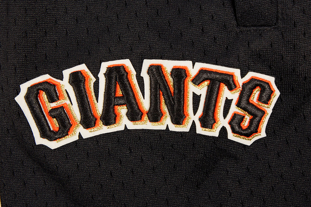 MLB SAN FRANCISCO GIANTS SCRIPT TAIL SHORT EN MAILLE DOUBLE 2.0 POUR HOMME (COQUILLE D'ŒUF/NOIR)