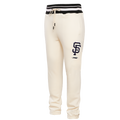 MLB SAN FRANCISCO GIANTS SCRIPT TAIL PANTALON OUATÉ EN MOLLETON CÔTELÉ POUR HOMME (COQUILLE D'ŒUF/NOIR)