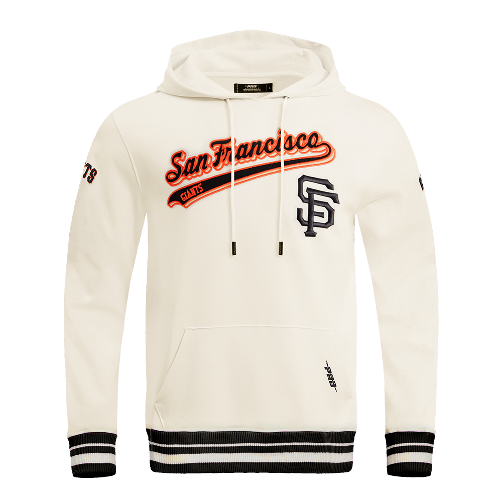 MLB SAN FRANCISCO GIANTS SCRIPT TAIL CHANDAIL À CAPUCHON EN MOLLETON CÔTELÉ POUR HOMME (COQUILLE D'ŒUF/NOIR)