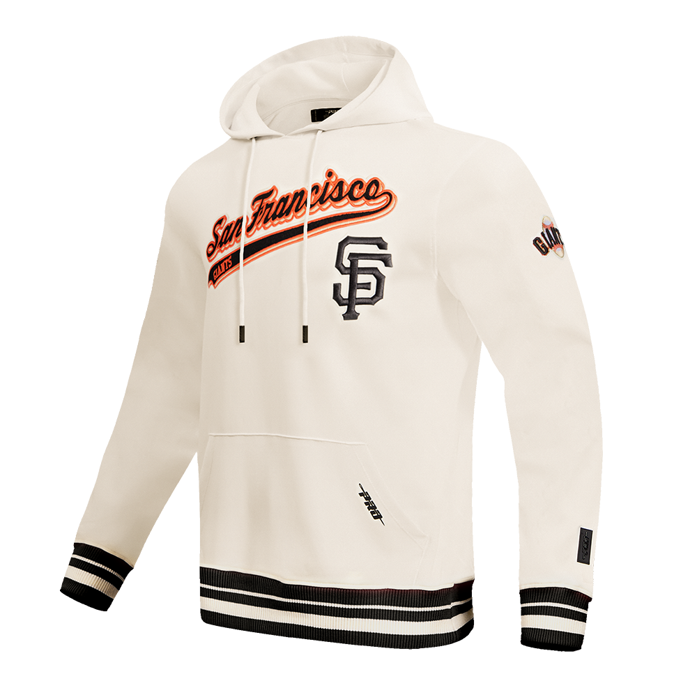 MLB SAN FRANCISCO GIANTS SCRIPT TAIL CHANDAIL À CAPUCHON EN MOLLETON CÔTELÉ POUR HOMME (COQUILLE D'ŒUF/NOIR)