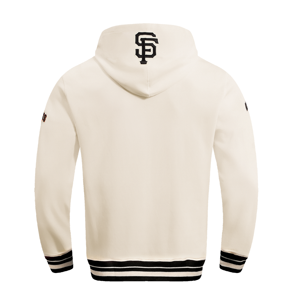 MLB SAN FRANCISCO GIANTS SCRIPT TAIL CHANDAIL À CAPUCHON EN MOLLETON CÔTELÉ POUR HOMME (COQUILLE D'ŒUF/NOIR)