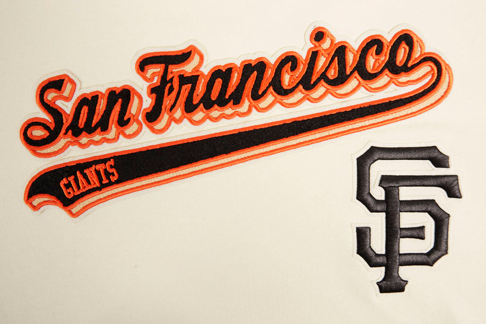 MLB SAN FRANCISCO GIANTS SCRIPT TAIL CHANDAIL À CAPUCHON EN MOLLETON CÔTELÉ POUR HOMME (COQUILLE D'ŒUF/NOIR)