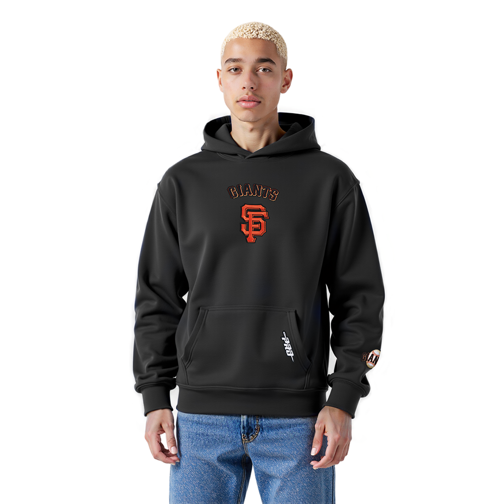 MLB SAN FRANCISCO GIANTS WINGSPAN CHANDAIL À CAPUCHON EN MOLLETON À ÉPAULES TOMBANTES POUR HOMME (NOIR)