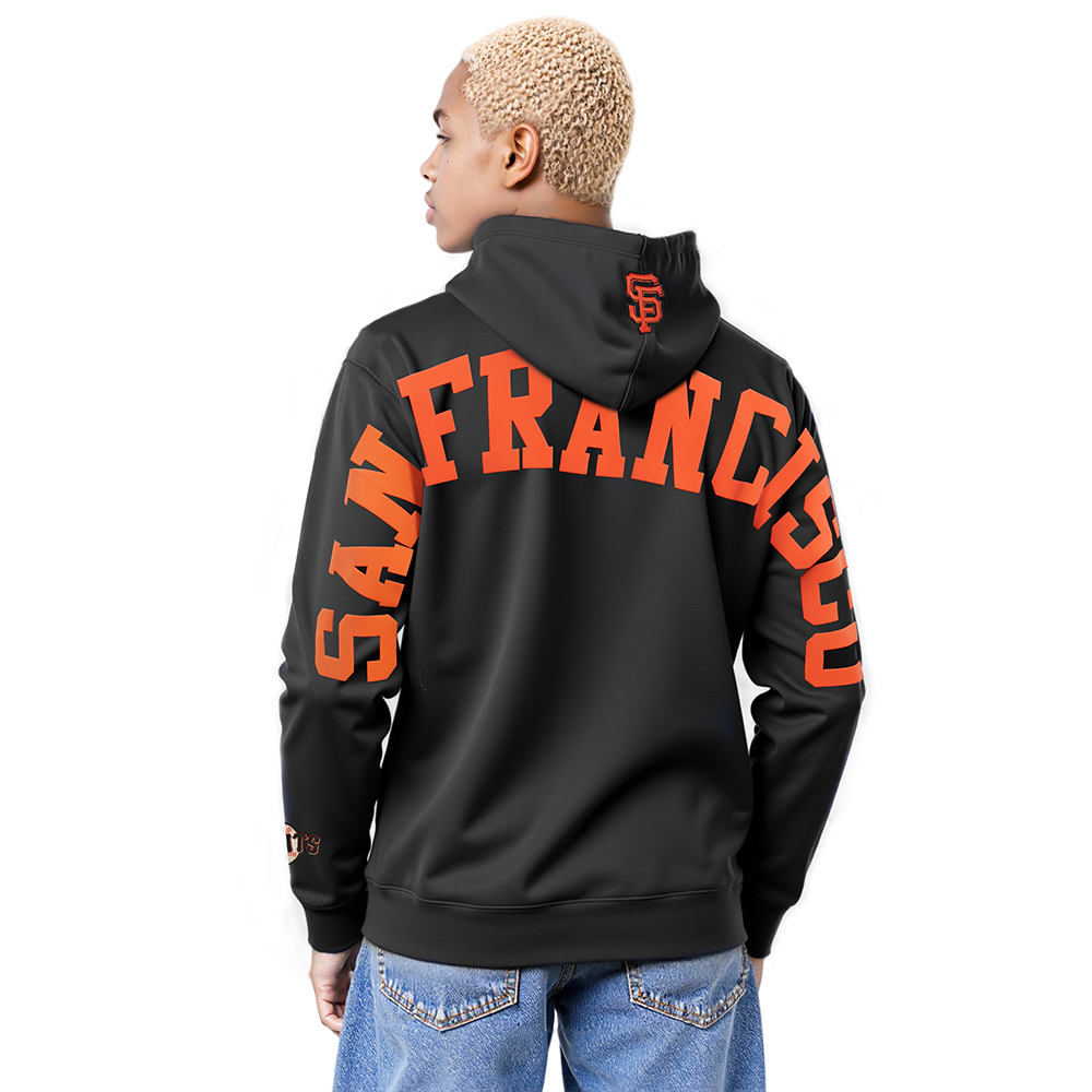 MLB SAN FRANCISCO GIANTS WINGSPAN CHANDAIL À CAPUCHON EN MOLLETON À ÉPAULES TOMBANTES POUR HOMME (NOIR)