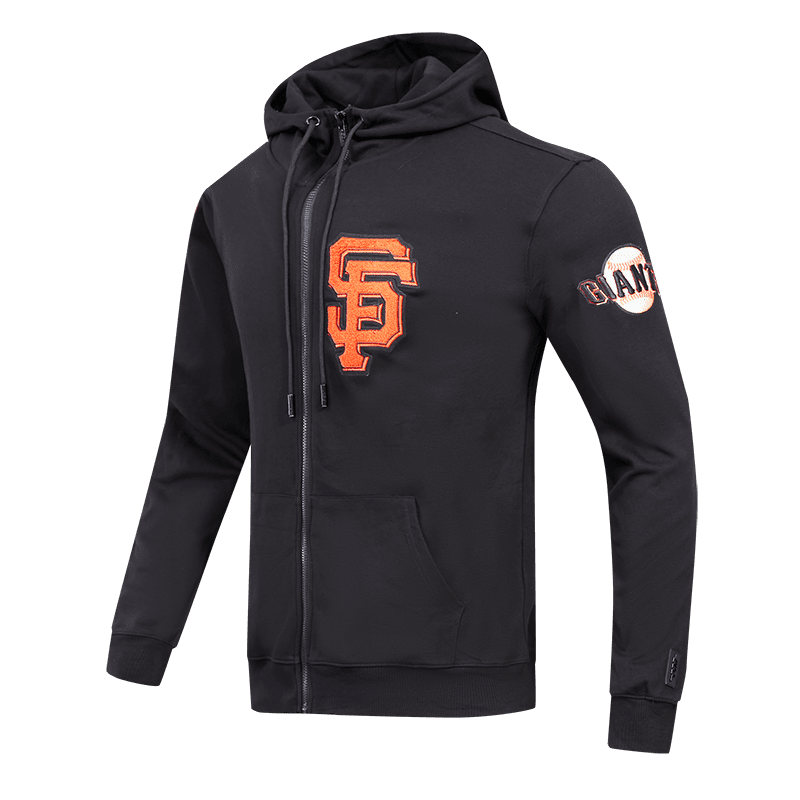 MLB SAN FRANCISCO GIANTS CLASSIC CHENILLE MEN'S FULL ZIP PULLOVER HOODIE (BLACK)