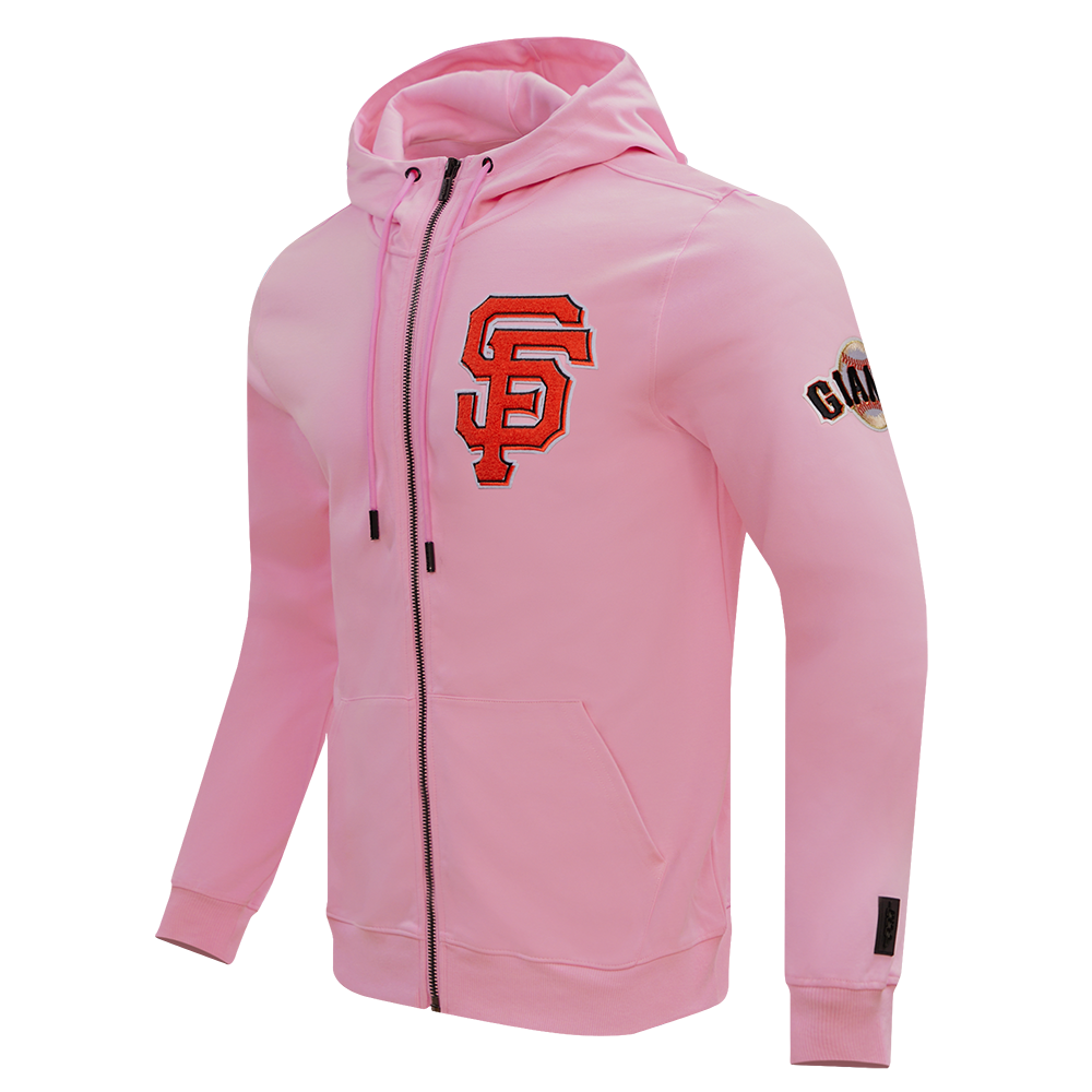 MLB SAN FRANCISCO GIANTS CLASSIC CHENILLE MEN'S FULL ZIP PULLOVER HOODIE (PINK)