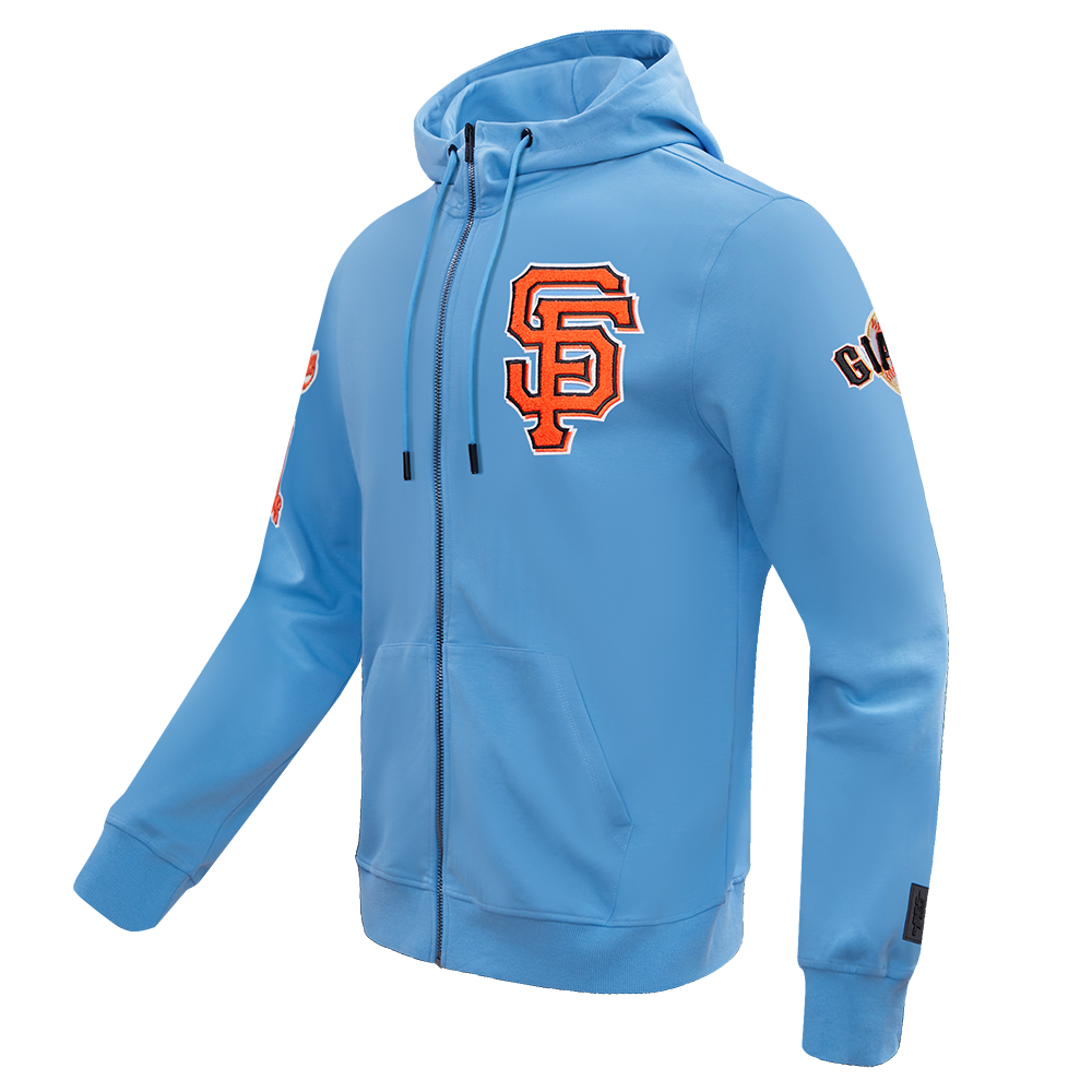 MLB SAN FRANCISCO GIANTS CLASSIC CHENILLE MEN'S FULL ZIP PULLOVER HOODIE (UNIVERSITY BLUE)