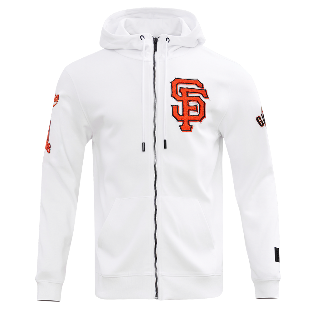 MLB SAN FRANCISCO GIANTS CLASSIC CHENILLE MEN'S FULL ZIP PULLOVER HOODIE (WHITE)
