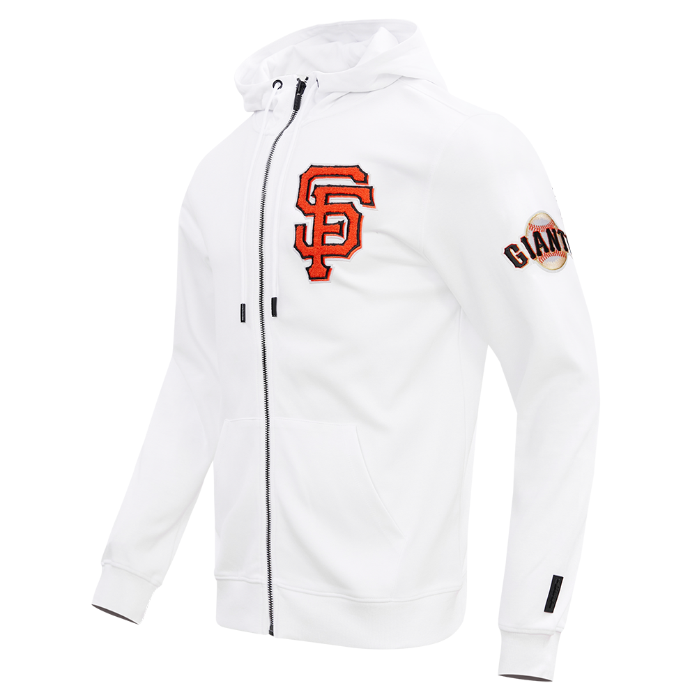 MLB SAN FRANCISCO GIANTS CLASSIC CHENILLE MEN'S FULL ZIP PULLOVER HOODIE (WHITE)